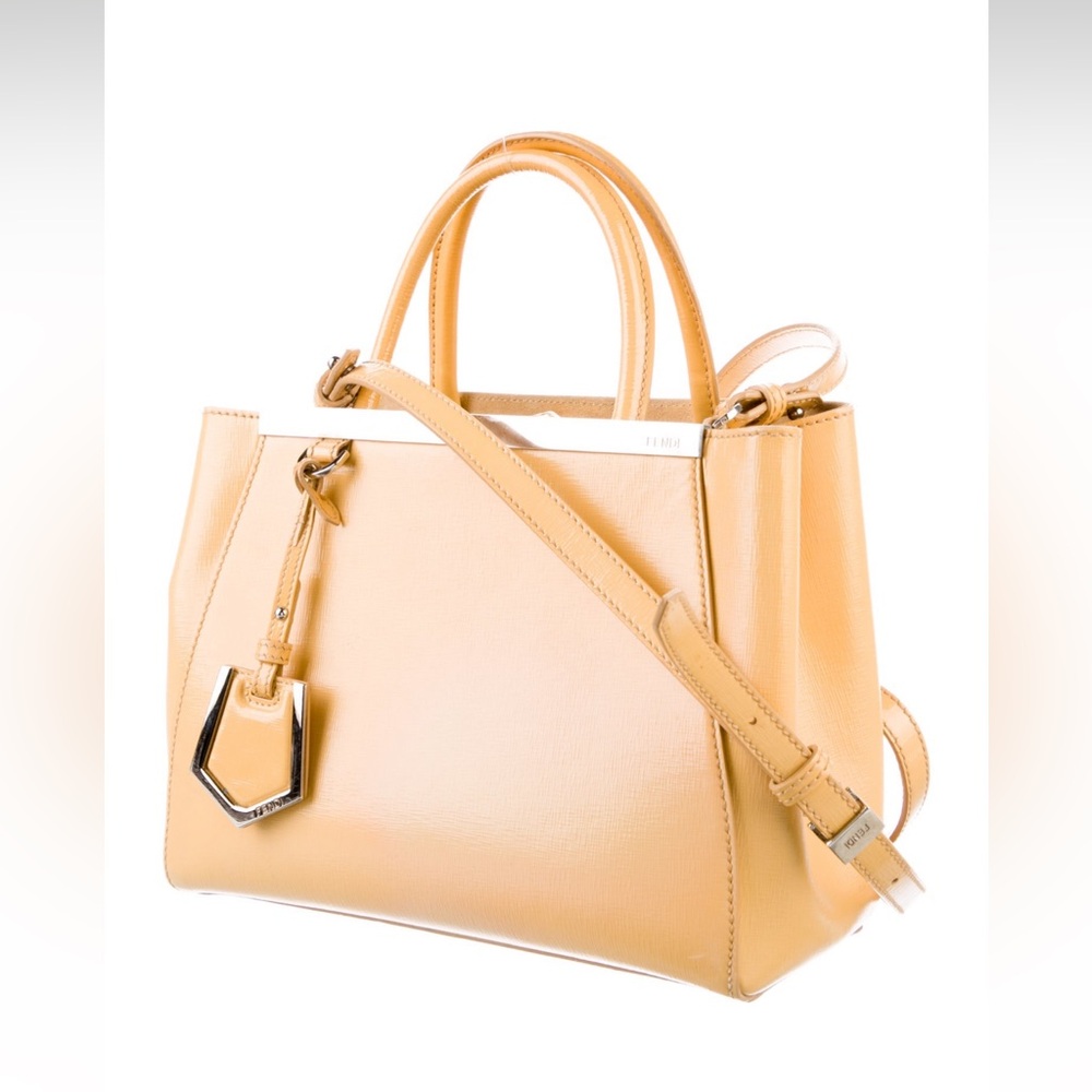 Designer Fendi Patent Leather Yellow/Gold Handbag